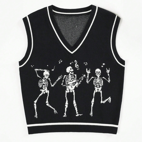 Skeleton Pattern Sweater Vest Without Tee - Picture 5 of 5